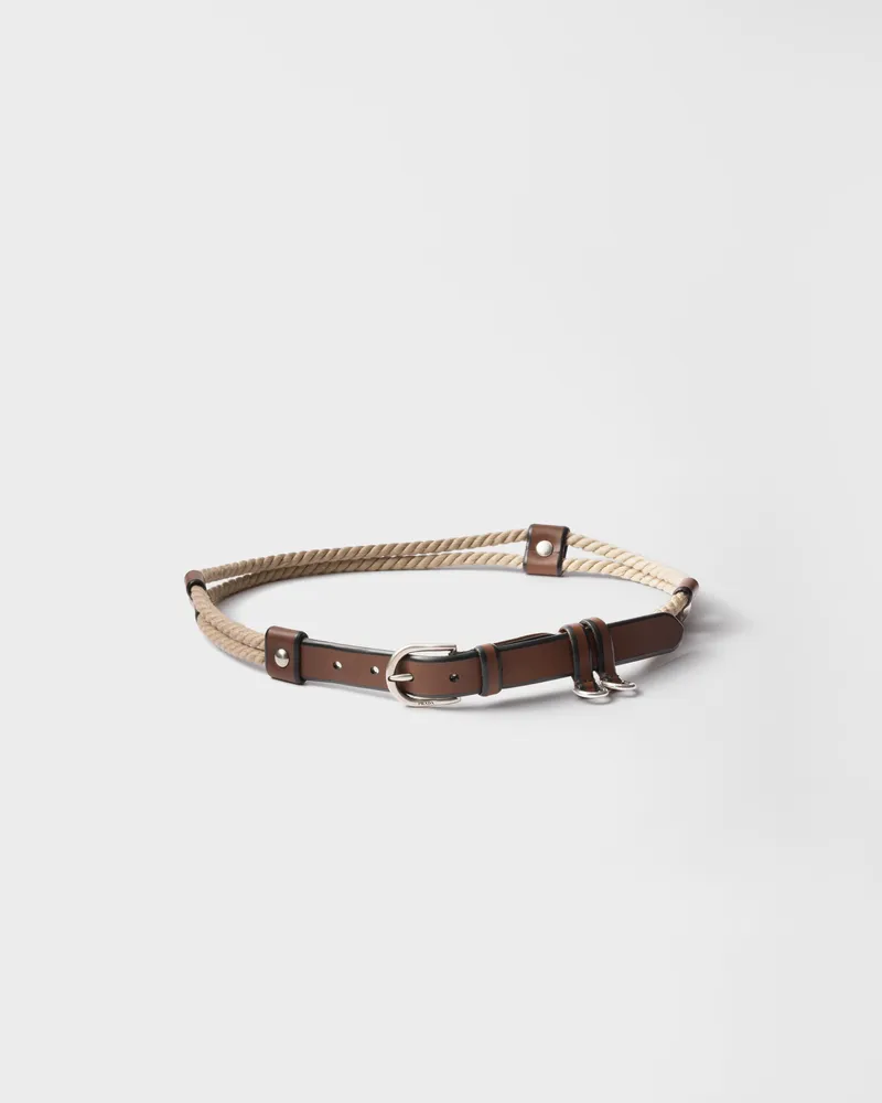 Prada Gürtel aus Leder und Kordel Palisander