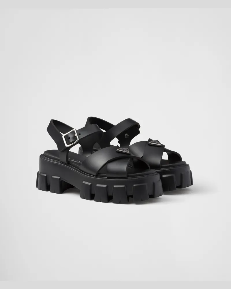 Prada Monolith Sandalen Aus Gummi, Damen, Schwarz, Größe Schwarz