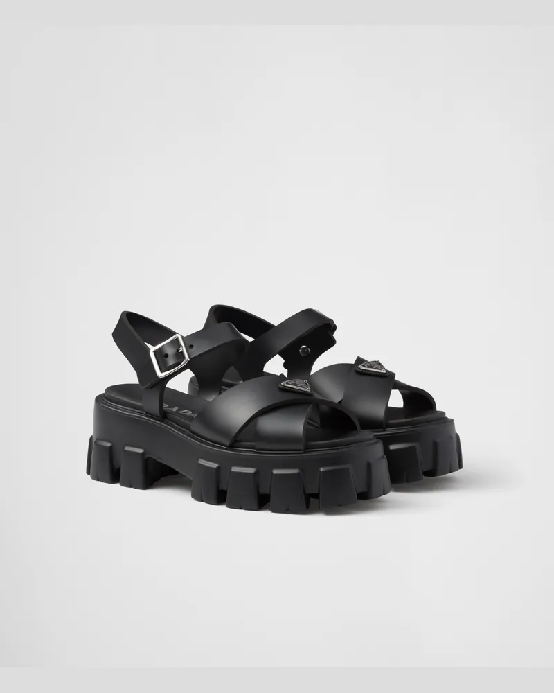 Prada Monolith Sandalen aus Gummi Schwarz