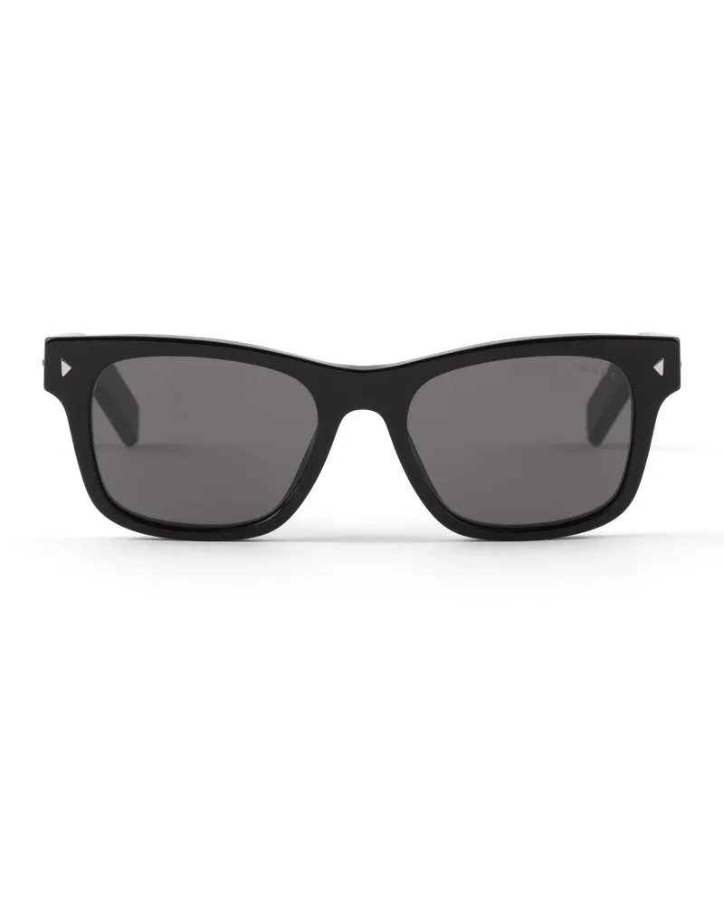 Prada Sonnenbrille Mit Ikonischer Plakette Aus Metall, Herren, Gläser Grau Krist Gläser