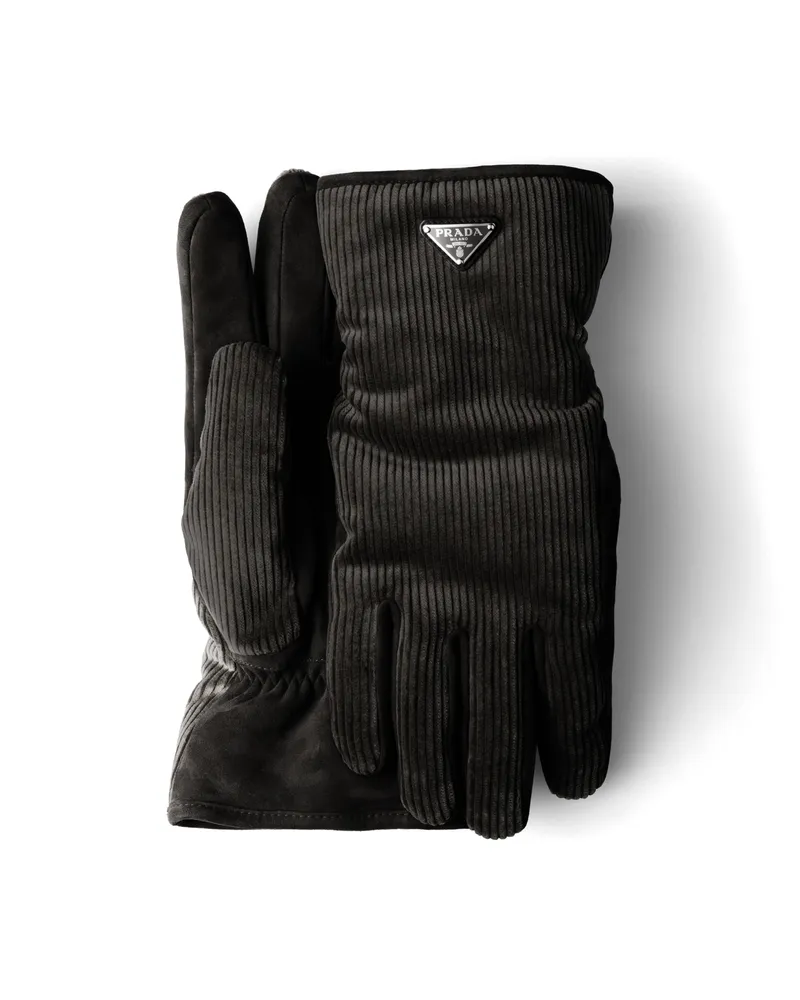 Prada Handschuhe Aus Cord, Herren, Schwarz, Größe 9,5 Schwarz