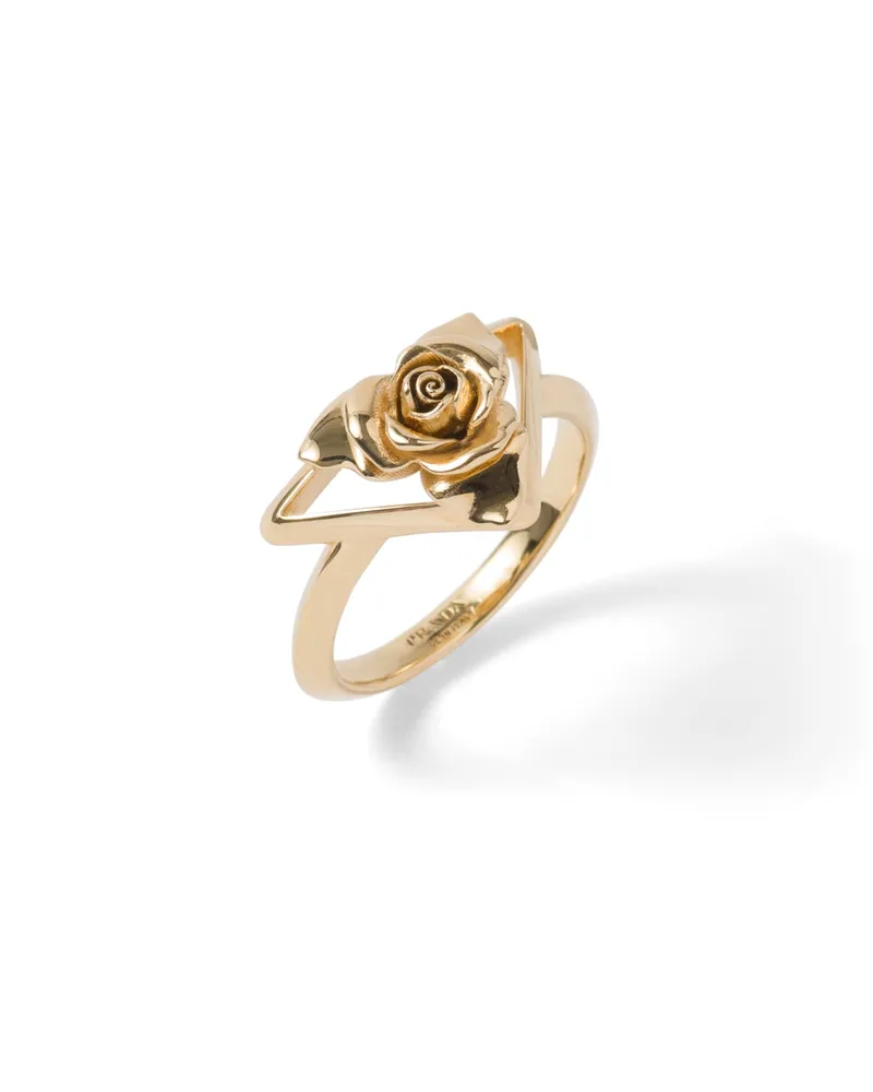 Prada Ring Aus Metall, Damen, Gold, Größe 9 Gold