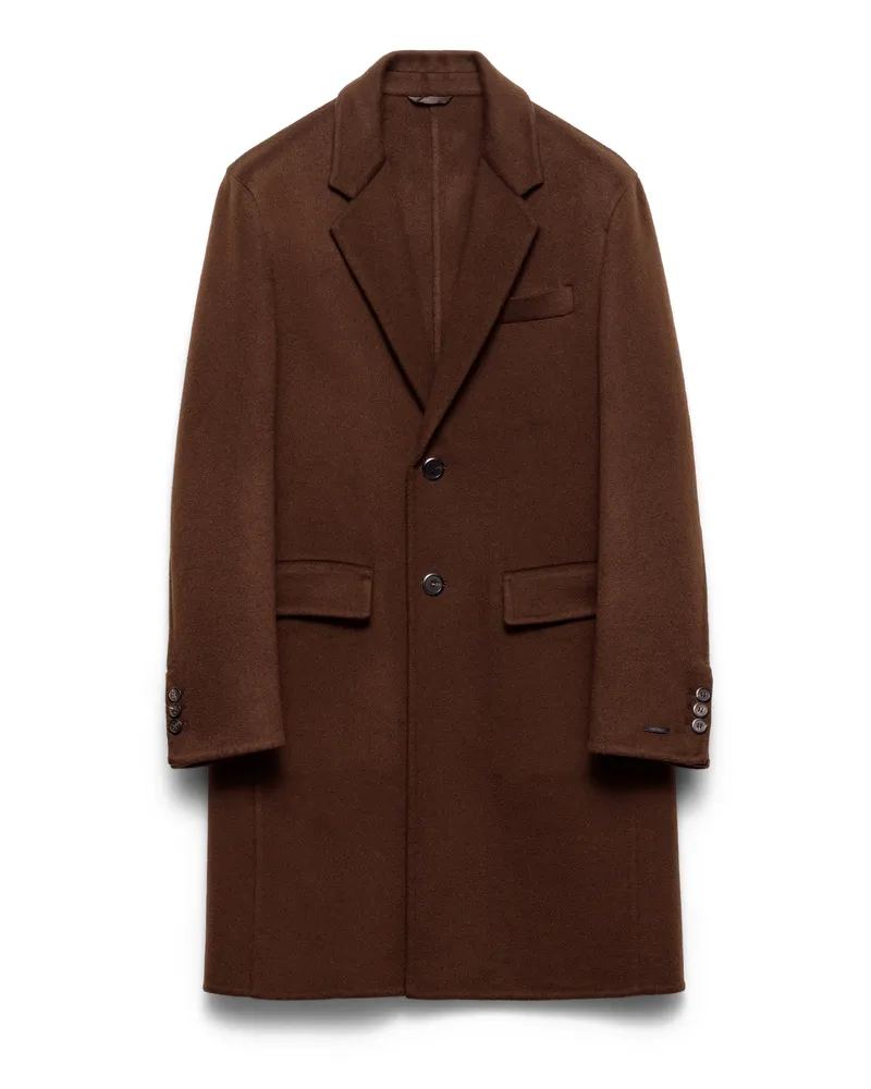 Prada Einreihiger Mantel Aus Kaschmir, Herren, Kakaobraun, Größe Kakaobraun