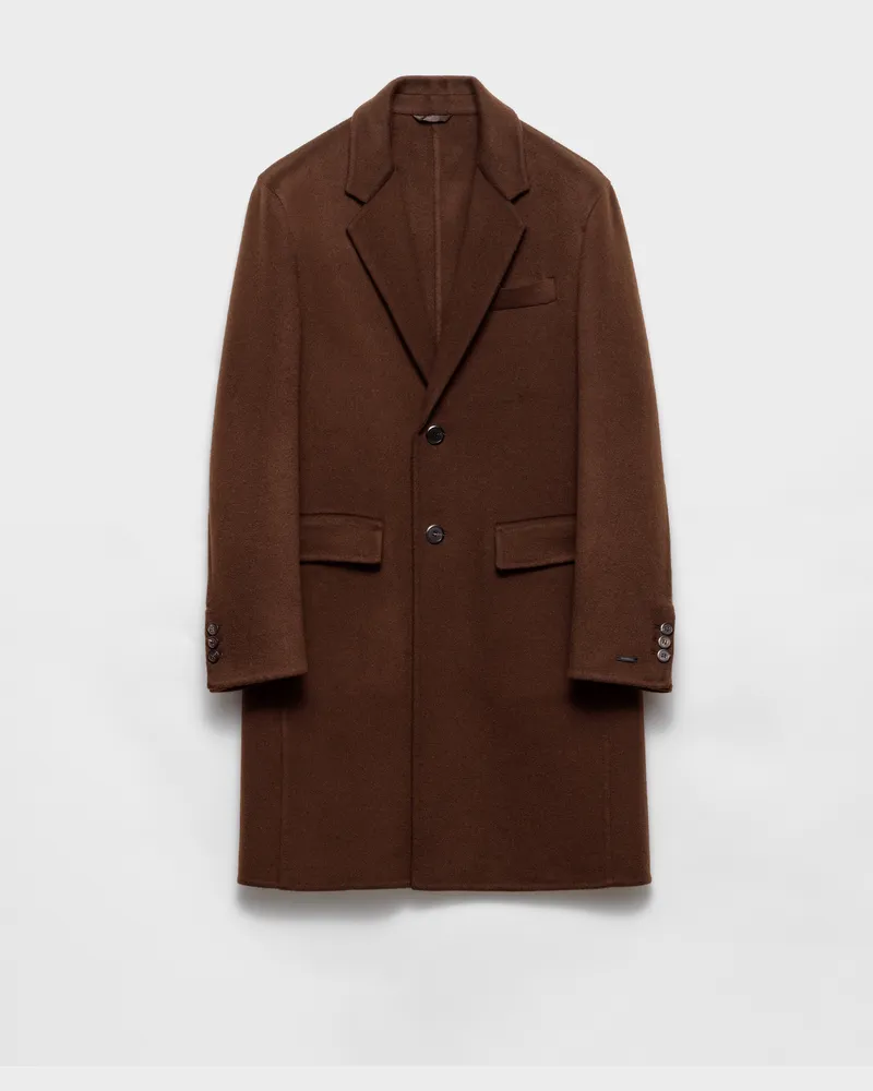 Prada Einreihiger Mantel aus Kaschmir Kakaobraun