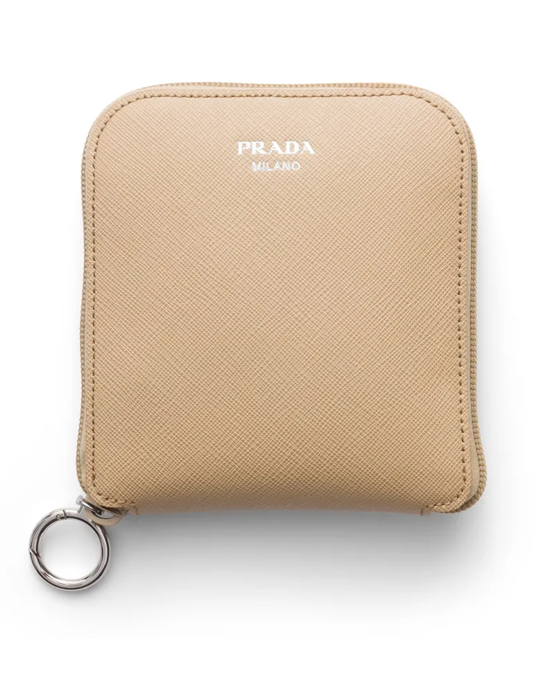 Prada Anhänger Aus Saffiano-leder Mit Tasche Aus Re-nylon, Damen, Kamelbraun Kamelbraun