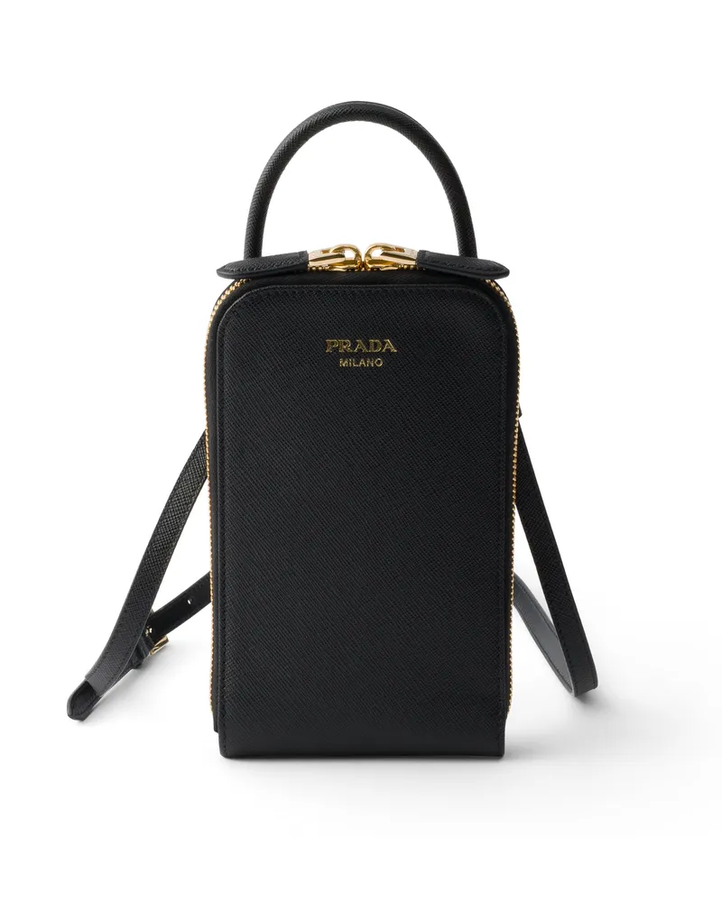 Prada Mini Bag Aus Saffiano-leder, Damen, Schwarz Schwarz