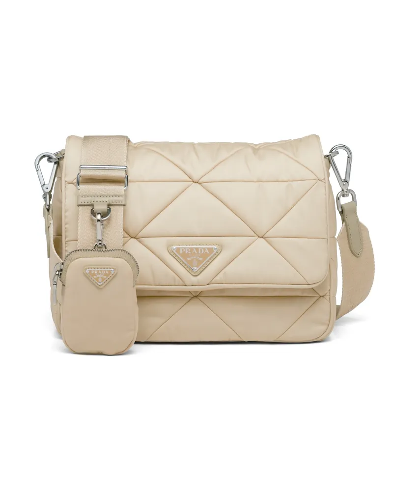 Prada Schultertasche Aus Gepolstertem Re-nylon, Damen, Wüstenbeige Wüstenbeige