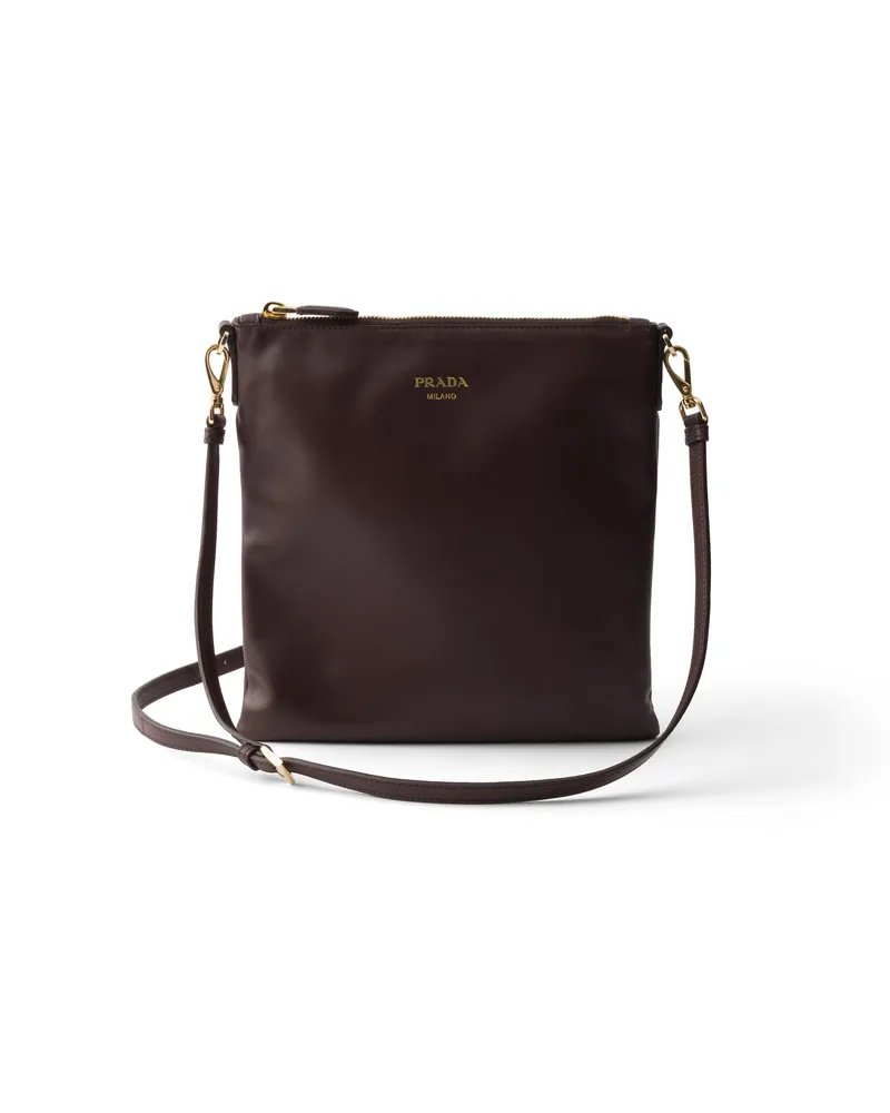 Prada Mini-schultertasche Aus Nappaleder, Damen, Bruyère-holz Bruyère-holz