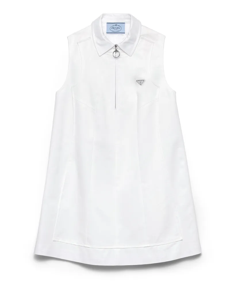 Prada Chino Zipper Mini-dress, Damen, Weiss, Größe Weiss