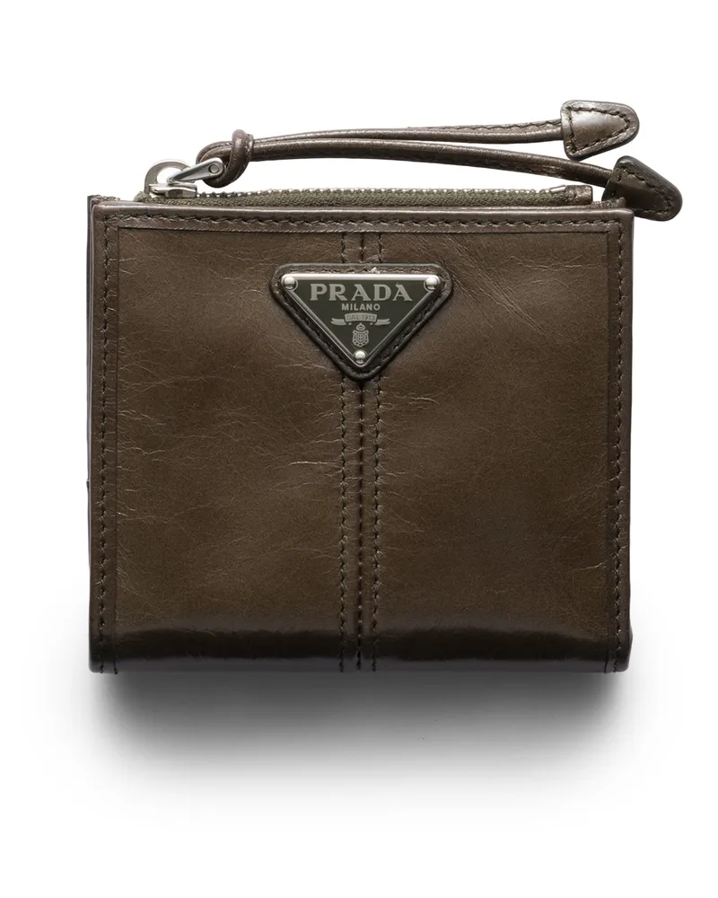 Prada Kleine Geldbörse Aus Leder, Herren, Waldgrün Waldgrün