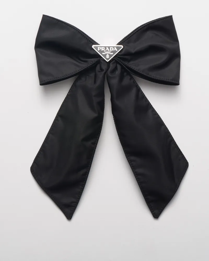 Prada Haarspange Aus Re-nylon, Damen, Schwarz Schwarz