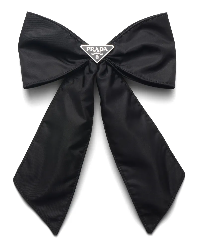 Prada Haarspange Aus Re-nylon, Damen, Schwarz Schwarz
