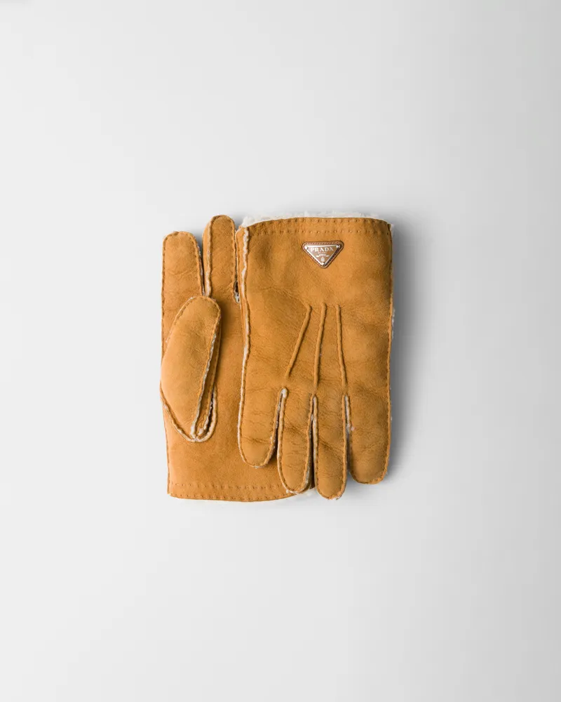 Prada Handschuhe aus Schafswildleder Honig