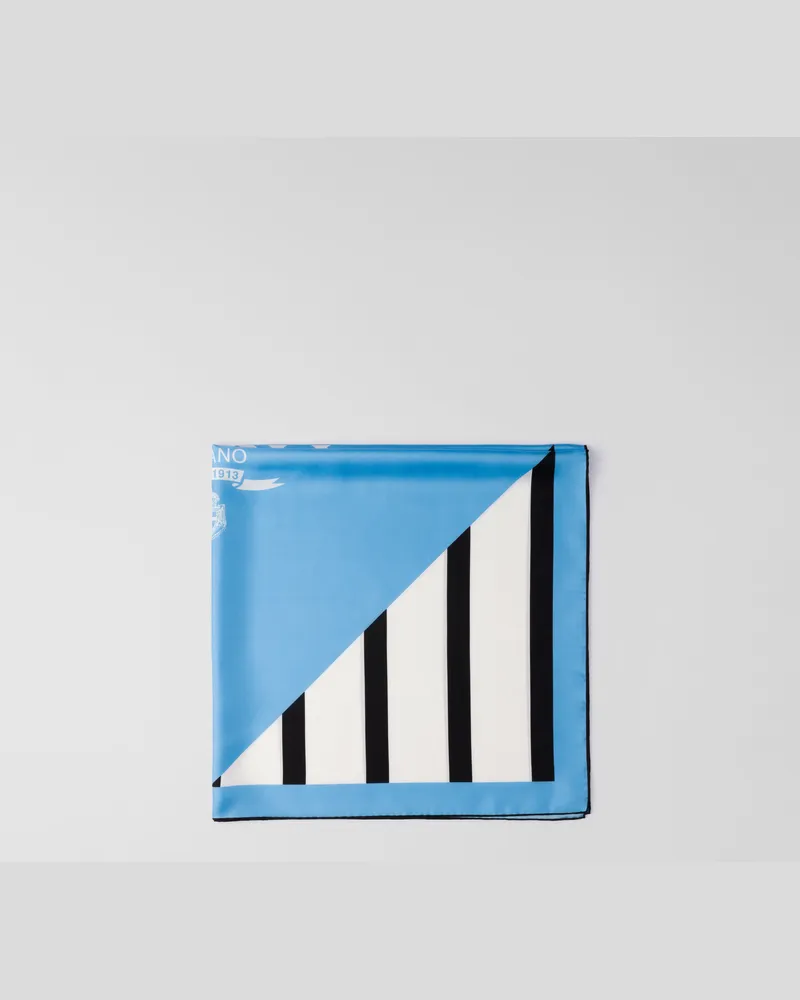 Prada Schal aus Seidentwill mit Print, 90 x 90 Meerblau