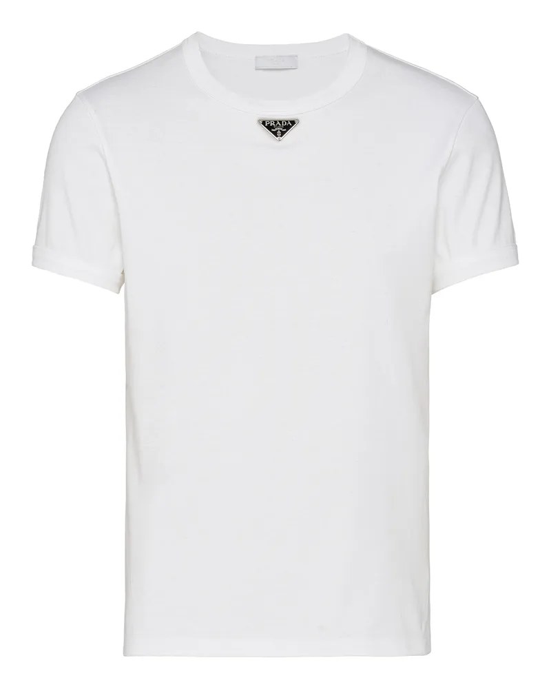 Prada T-shirt Aus Baumwolle, Herren, Weiss, Größe Weiss