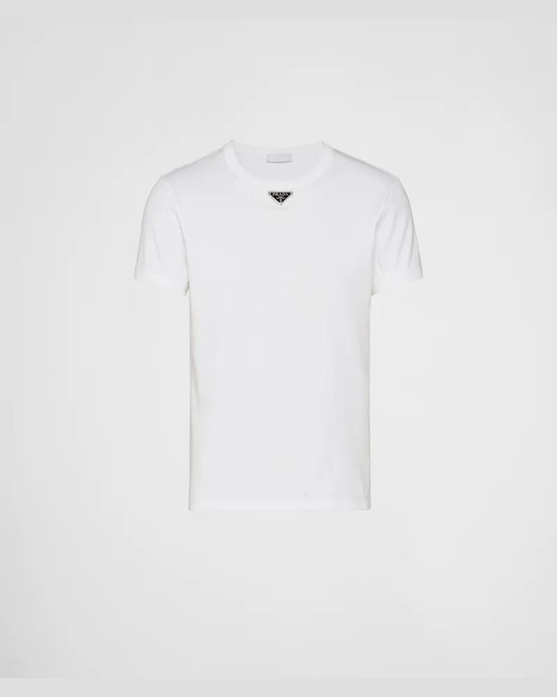 Prada T-Shirt aus Baumwolle Weiss