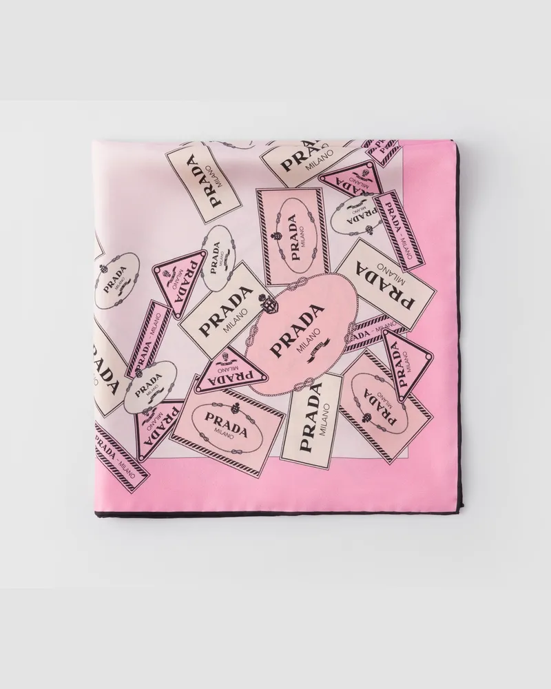 Prada Schal aus Seidentwill mit Print, 55 x 55 Rosa