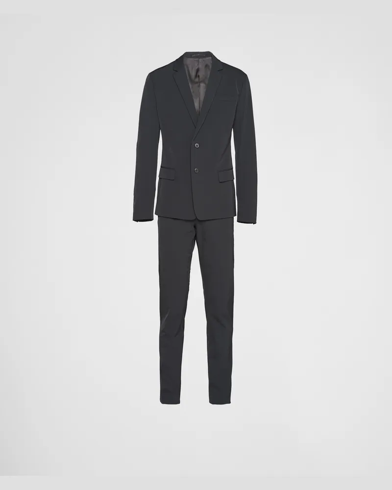 Prada Einreihiger Anzug aus Techno-Stretch Schwarz