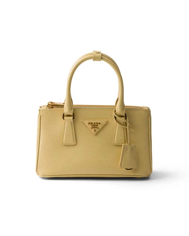 Prada Galleria Mini Bag Aus Saffiano-leder, Damen, Vanille Vanille