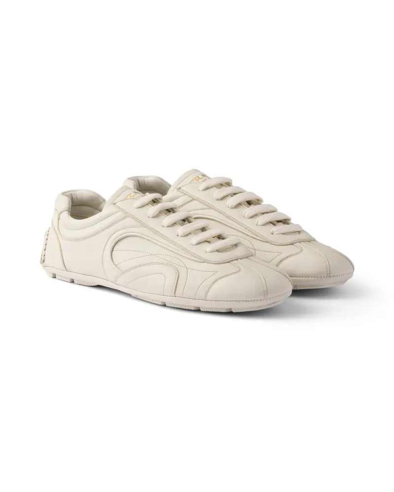 Prada Montecarlo Re-edition 2005 Sneaker Aus Antikisiertem Nappaleder, Herren, Kalkweiss, Größe 10 Kalkweiss