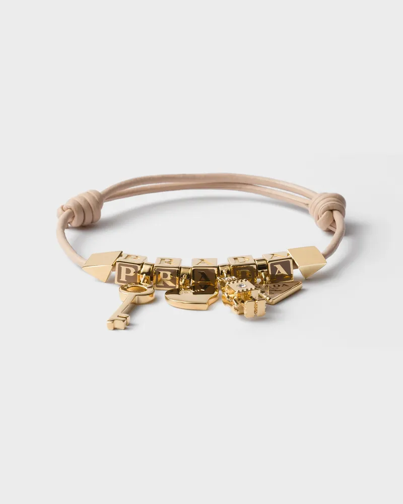 Prada Armband aus Nappa-Leder und Metall Puderrosa