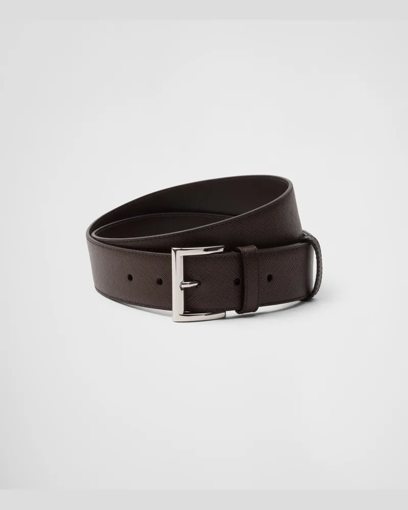 Prada Gürtel aus Saffiano-Leder Kaffeebraun