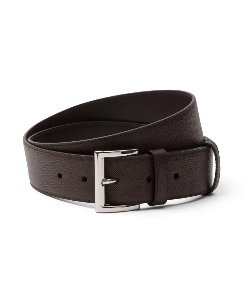 Prada Gürtel Aus Saffiano-leder, Herren, Kaffeebraun, Größe Kaffeebraun