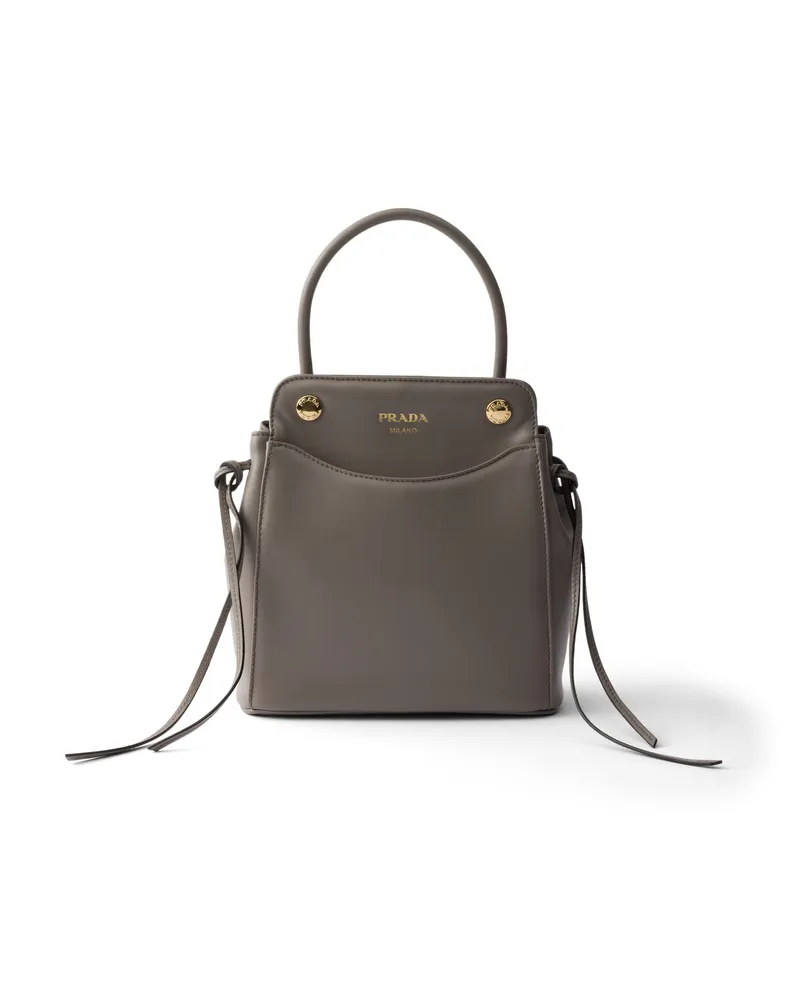 Prada Carry Mini Handtasche Aus Leder, Damen, Lehm Lehm