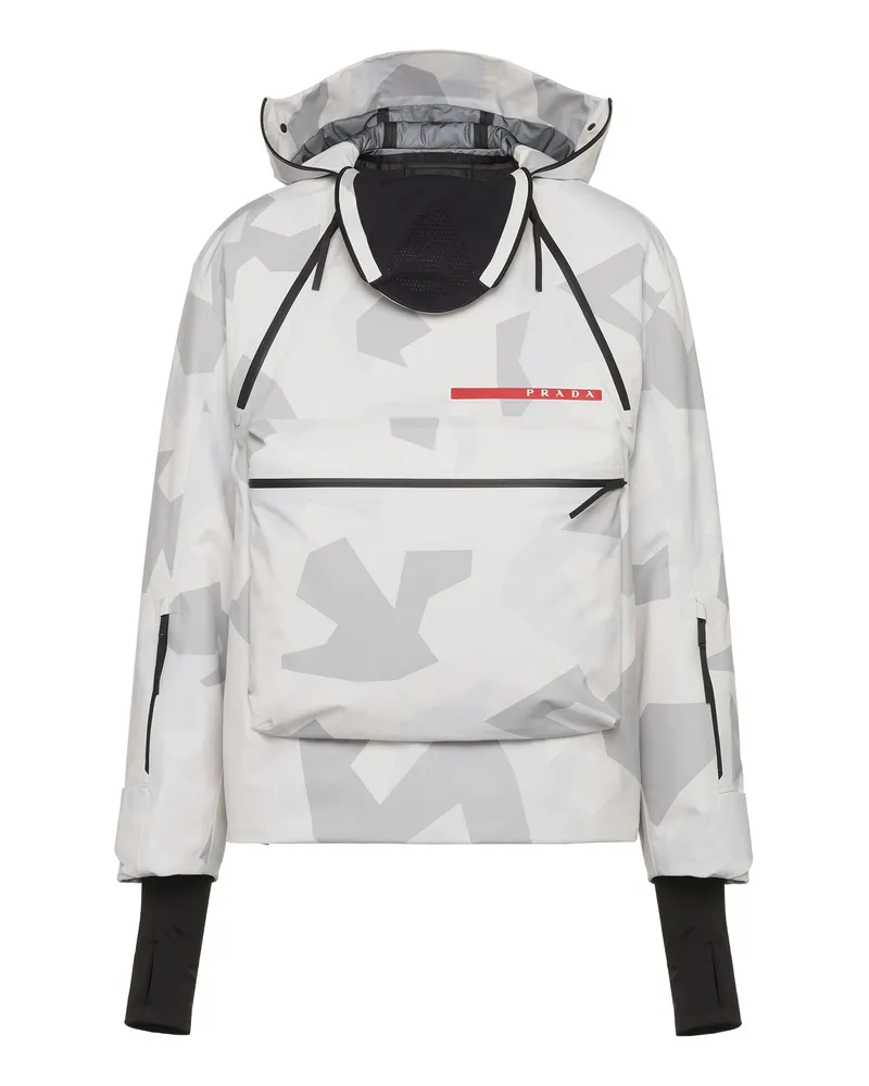 Prada Bedruckte Jacke Aus Funktionsgewebe, Herren, Marmorgrau, Größe Marmorgrau