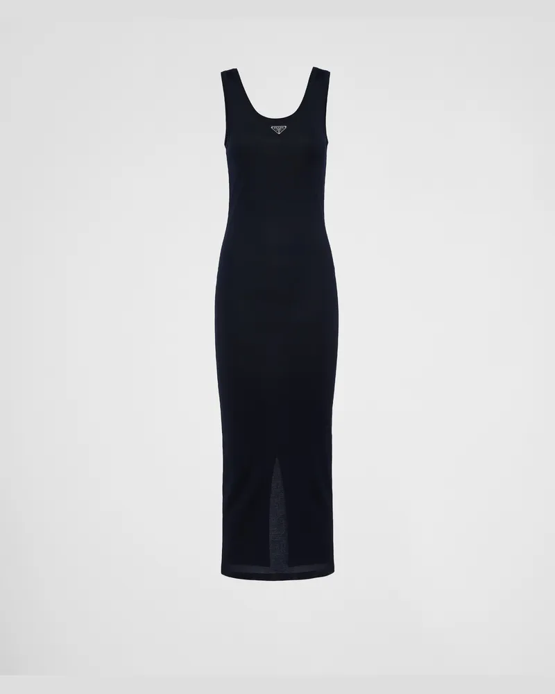 Prada Kleid aus gerippter Baumwolle Blau