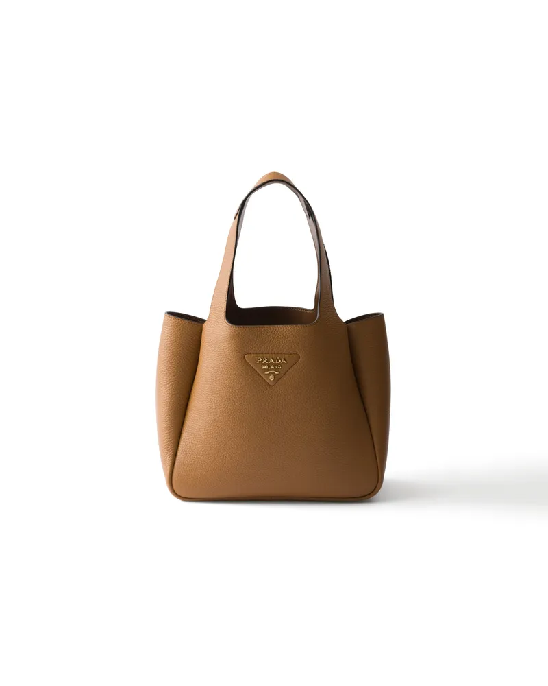 Prada Kleine Tote Bag Aus Leder, Damen, Karamell Karamell