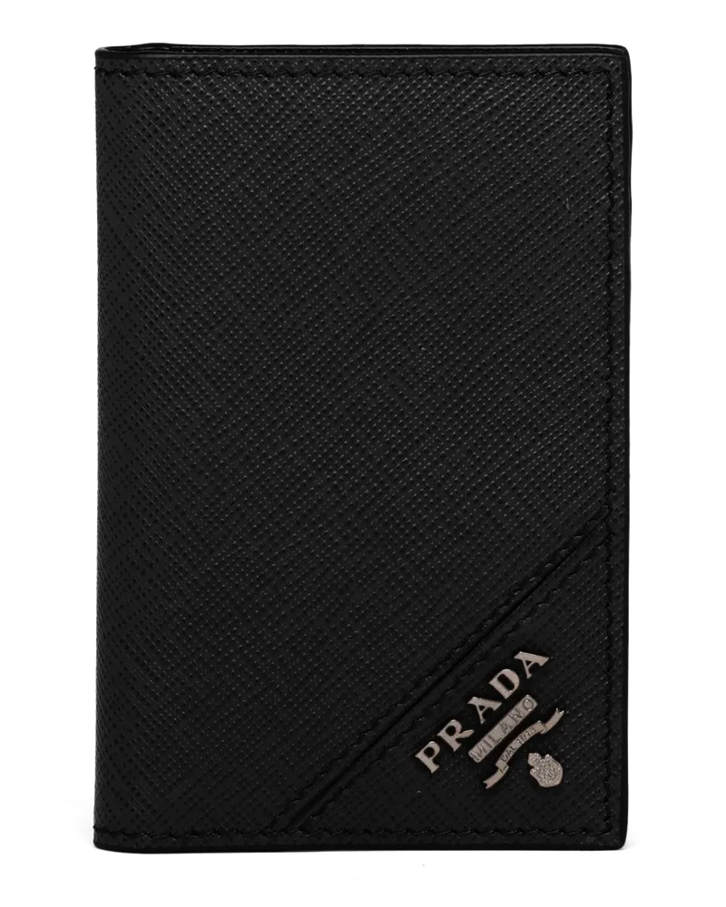 Prada Kartenetui aus Saffiano-Leder Schwarz
