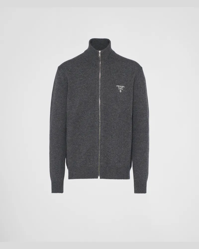 Prada Strickjacke aus Kaschmir Schiefergrau