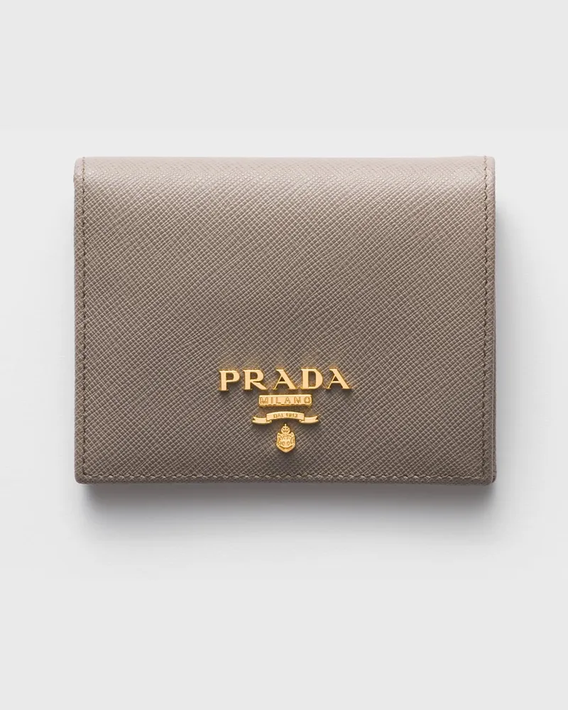 Prada Portemonnaie aus Leder Lehm