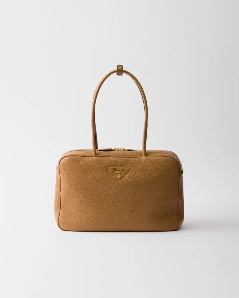 Prada Große Henkeltasche aus Leder Karamell