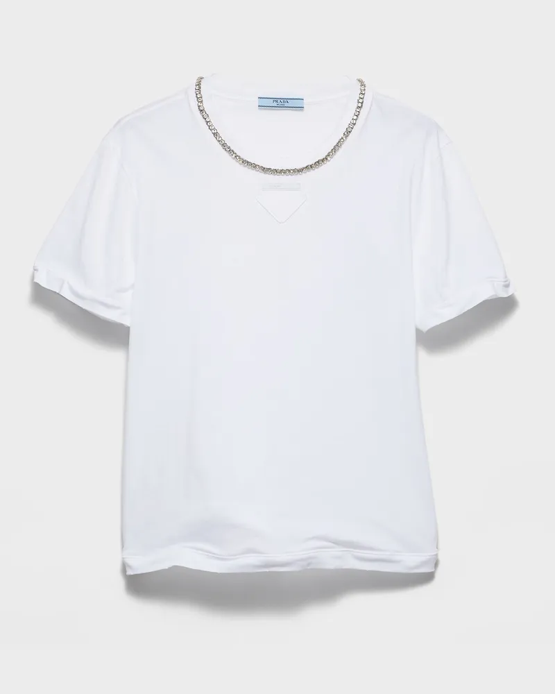 Prada T-Shirt aus Baumwolljersey Weiss