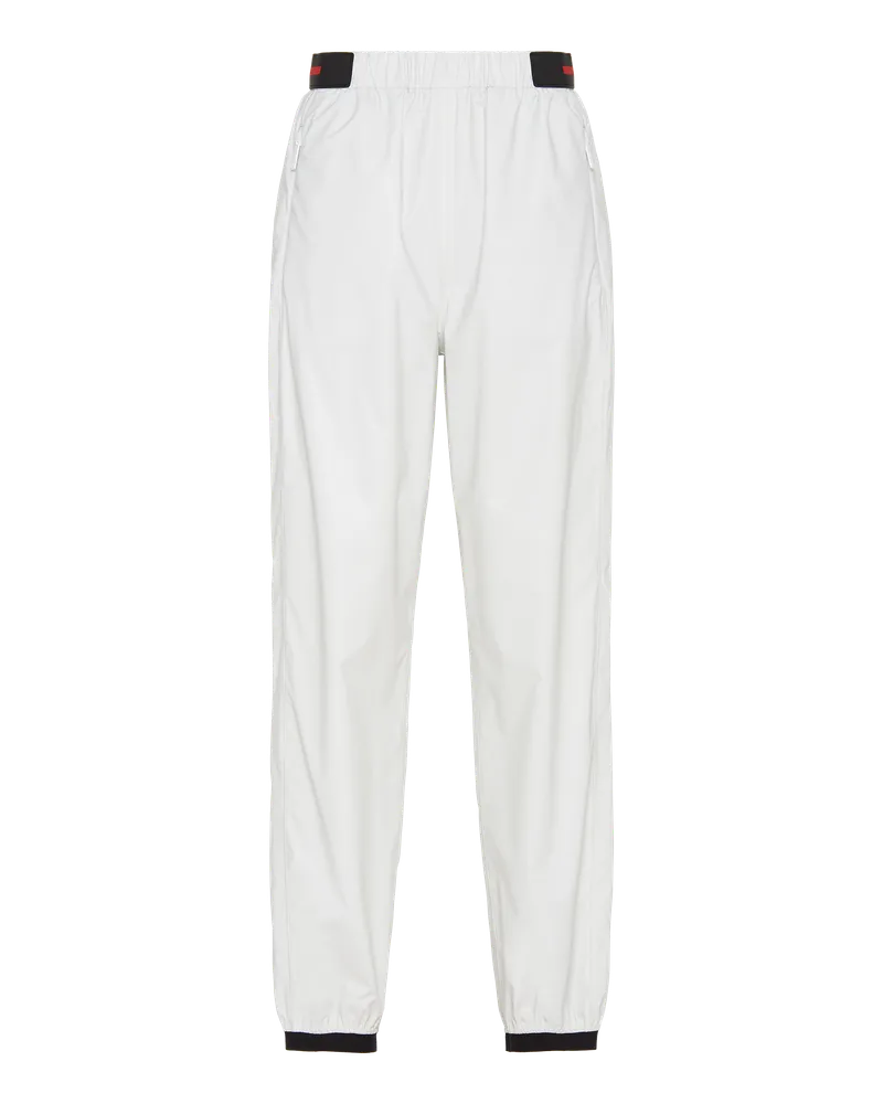 Prada Hose mit weitem Bein aus Light Re-Nylon Kalkweiss
