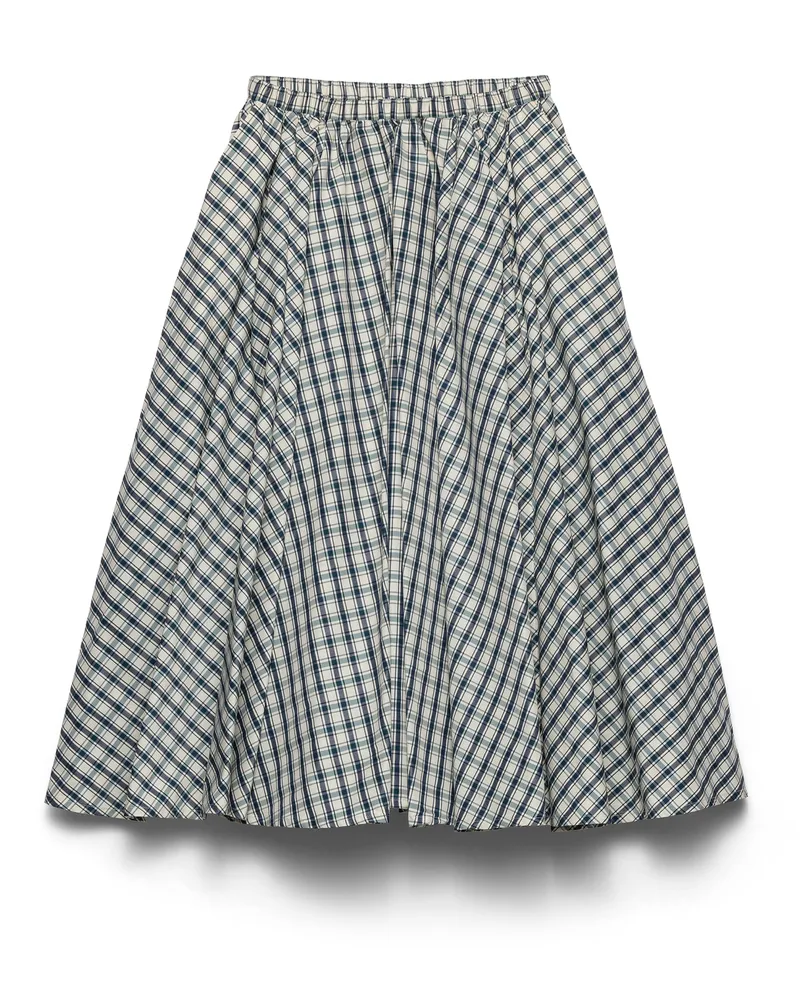 Prada Vollständiger Rock Aus Chambray Mit Vichy-karo, Damen, Elfenbein/blau, Größe Elfenbein