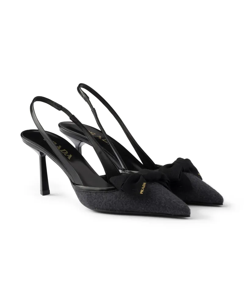 Prada Slingback-pumps Aus Stoff, Damen, Anthrazitgrau, Größe Anthrazitgrau