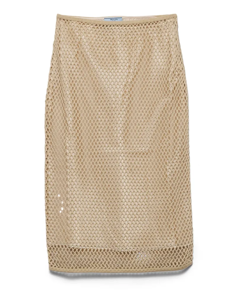 Prada Rock Aus Baumwoll-meshgewebe, Damen, Kordel, Größe Kordel