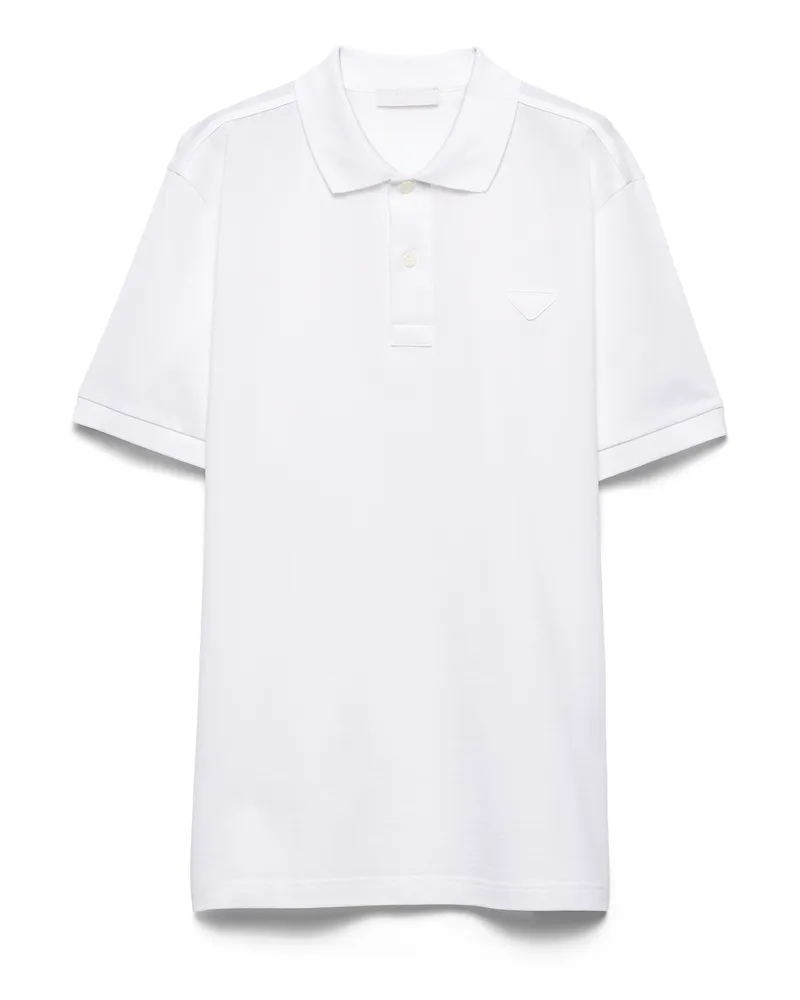 Prada Poloshirt Aus Piqué, Herren, Weiss, Größe Weiss
