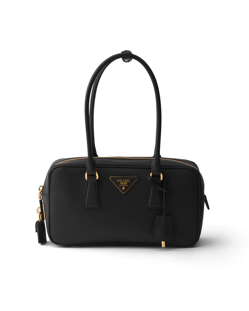 Prada Kleine Henkeltasche Aus Saffiano-leder, Damen, Schwarz Schwarz