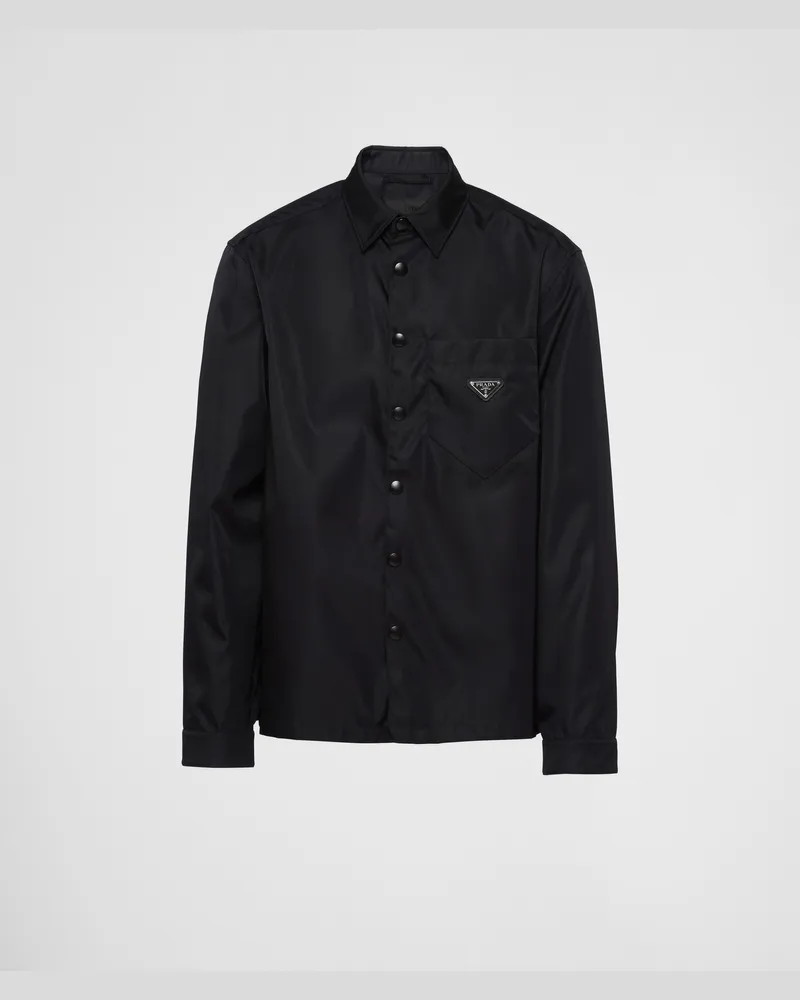 Prada Hemd Aus Re-nylon, Herren, Schwarz, Größe Schwarz