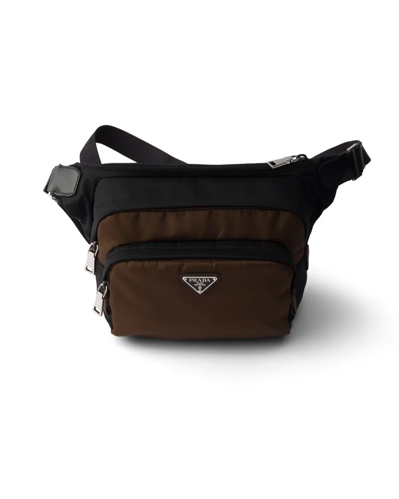 Prada Schultertasche Aus Re-nylon Und Saffiano-leder, Herren, Schwarz/verbrannt Schwarz