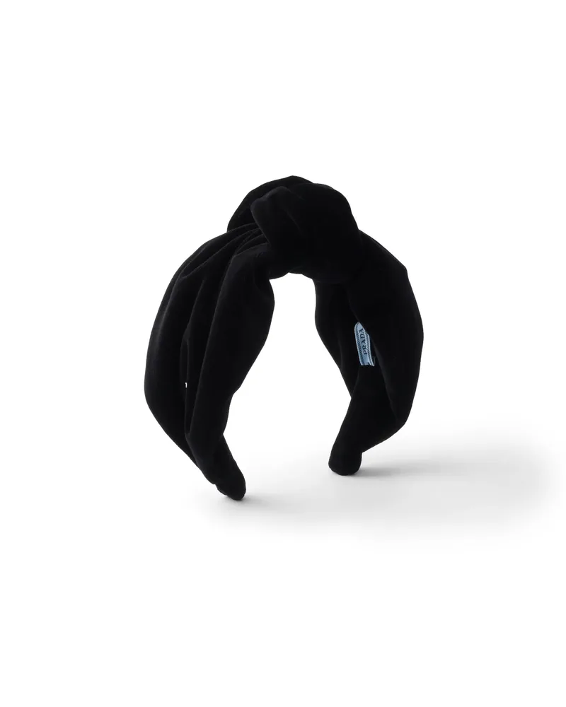 Prada Headband Aus Samt, Damen, Schwarz Schwarz
