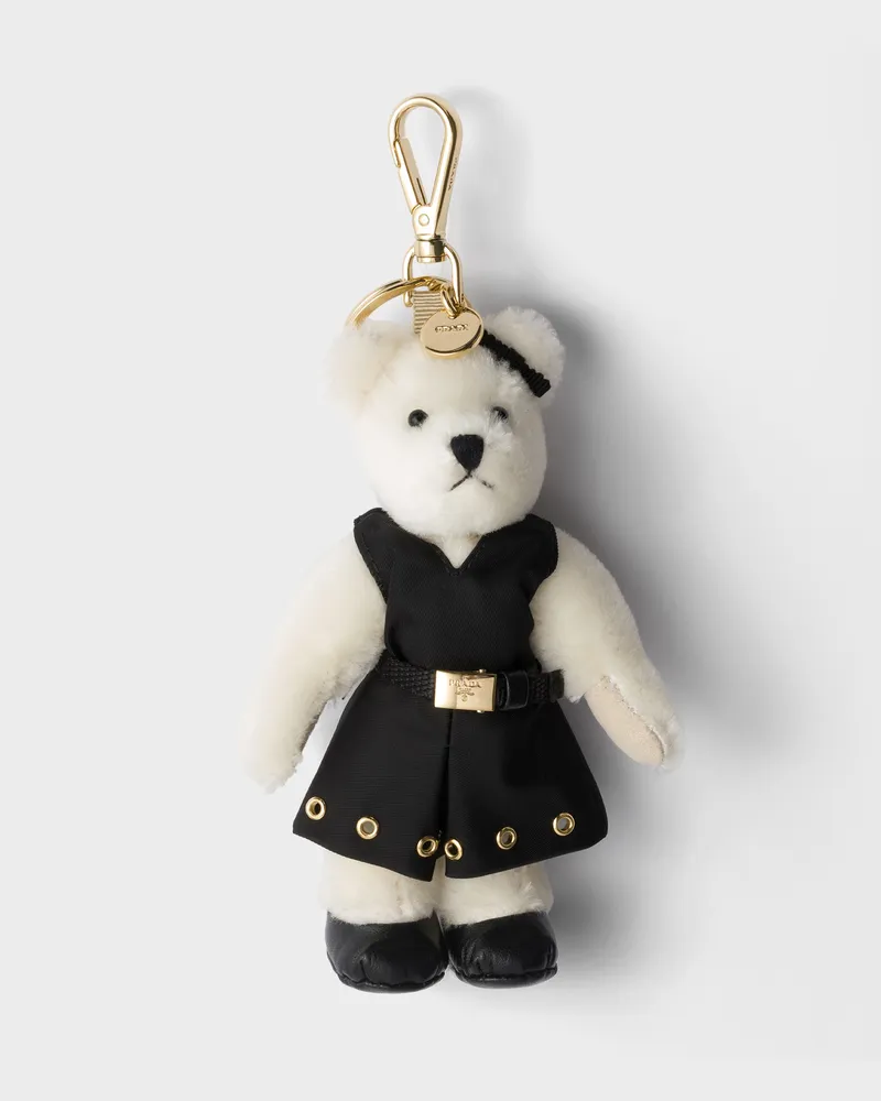 Prada Teddy-Schlüsselanhänger-Taschenanhänger Weiss