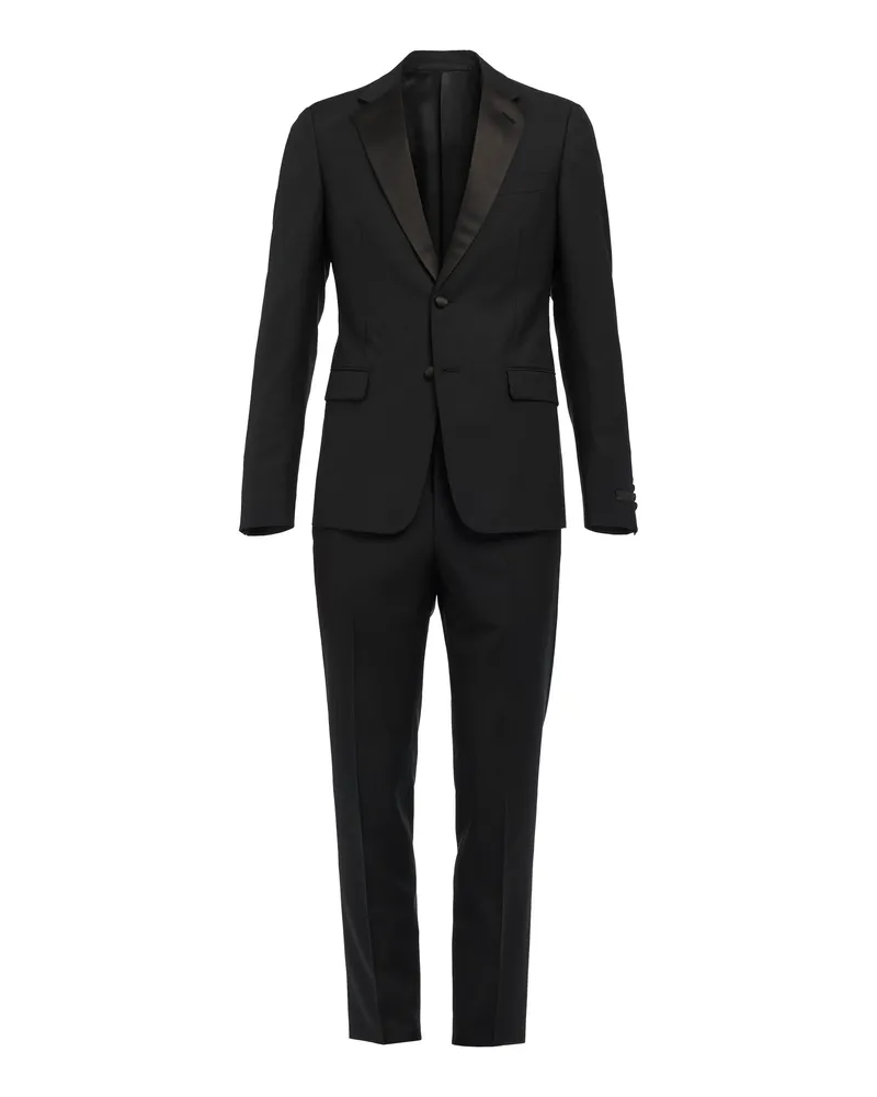 Prada Einreihiger Zweiknopf-smoking Kid Mohair, Herren, Schwarz, Größe Schwarz