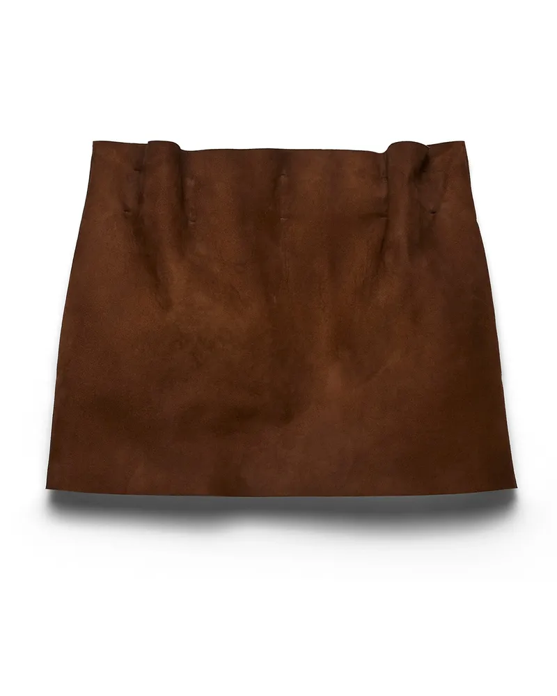 Prada Minirock Aus Wildleder, Damen, Kakaobraun, Größe Kakaobraun