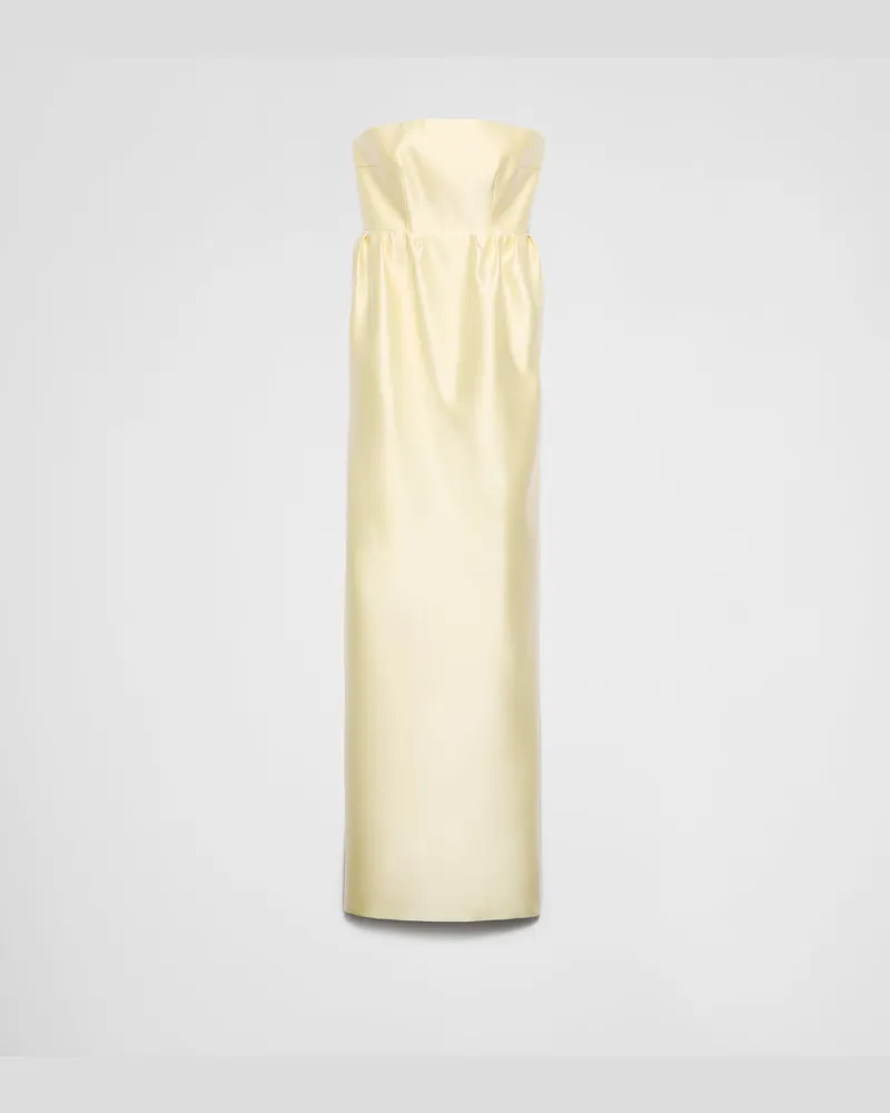 Prada Langes Kleid aus Doppelsatin Creme