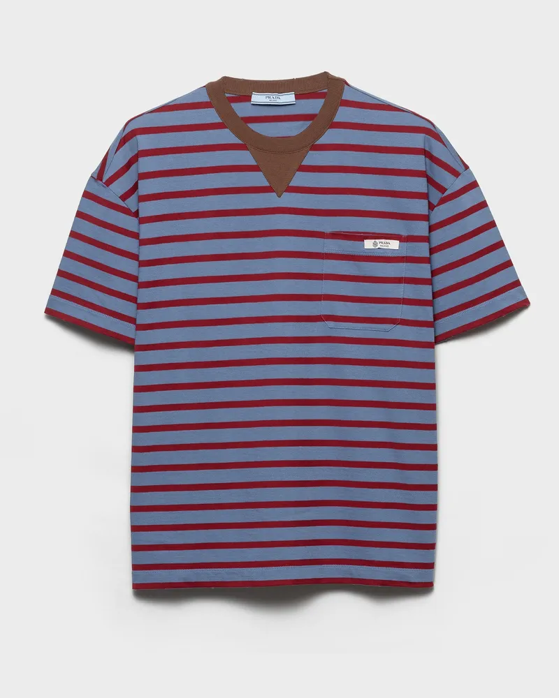 Prada Oversize-T-Shirt aus gestreiftem Jersey Air-force-blau